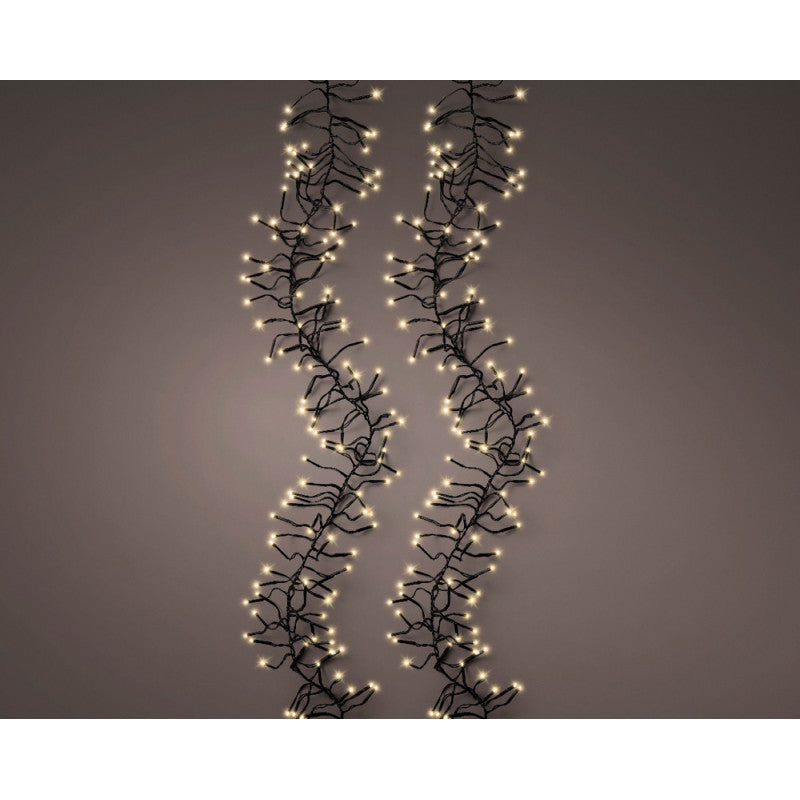 Catena di Luci di Natale LED Cluster 10,5 Metri (1050cm) Luce Soft Gold (Oro Morbido) con 8 Funzioni | Kaemingk