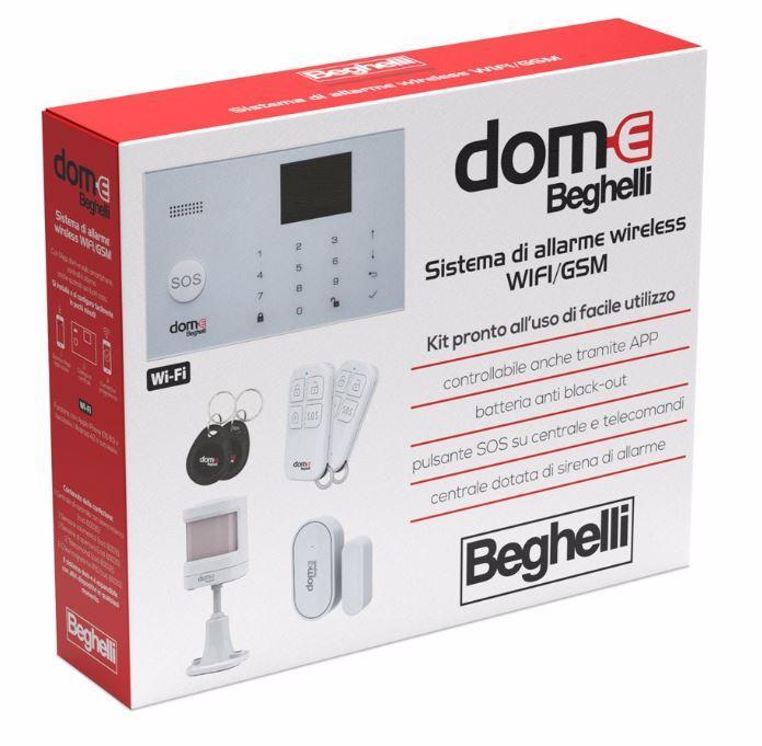 Kit Allarme Beghelli Dom-e 60103 Wi-Fi e GSM, Sistema Antifurto Casa Smart App Gratuita | Beghelli
