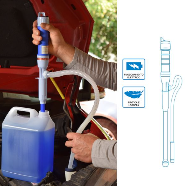 Pompa Automatica senza Fili Euromarketing 90 Easy Pump IGZ126, Travaso Liquidi a Sifone per Auto e Giardinaggio | Euromarketing