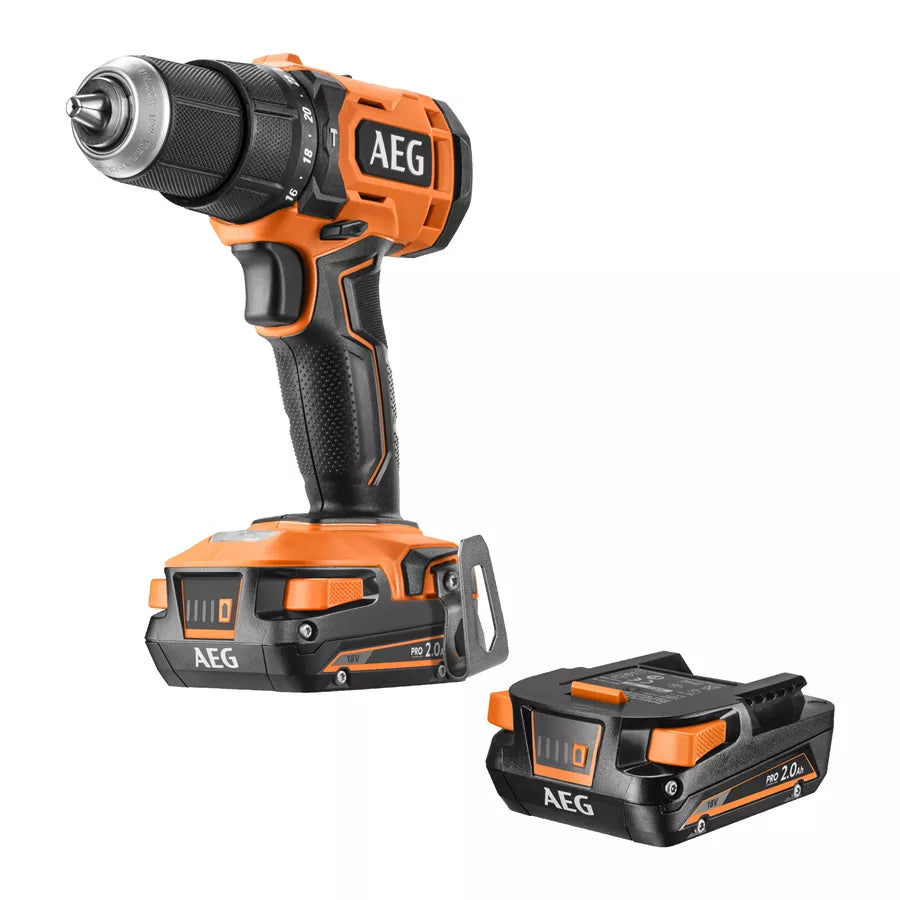 Trapano Avvitatore a Percussione AEG 18V con 2 Batterie 2.0Ah e Caricabatterie, Kit Professionale Compatto | AEG Powertools