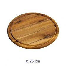 Tagliere Rotondo in Legno di Acacia Ø 25 cm con Scanalatura Kesper