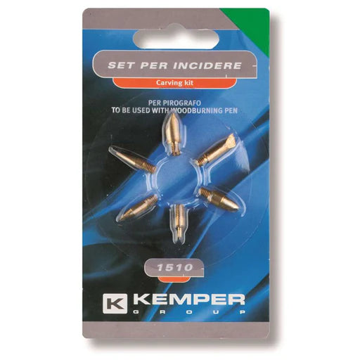 Set 6 Punte Kemper per Incisione e Decorazione con Pirografo, Accessori per Pirografia su Legno e Cuoio | Kemper