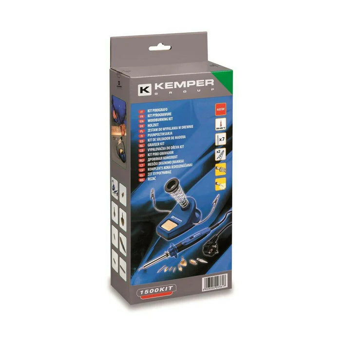 Pirografo per Legno Kemper, Kit Professionale per Incisione e Decorazione Termica con 6 Punte e Supporto | Kemper