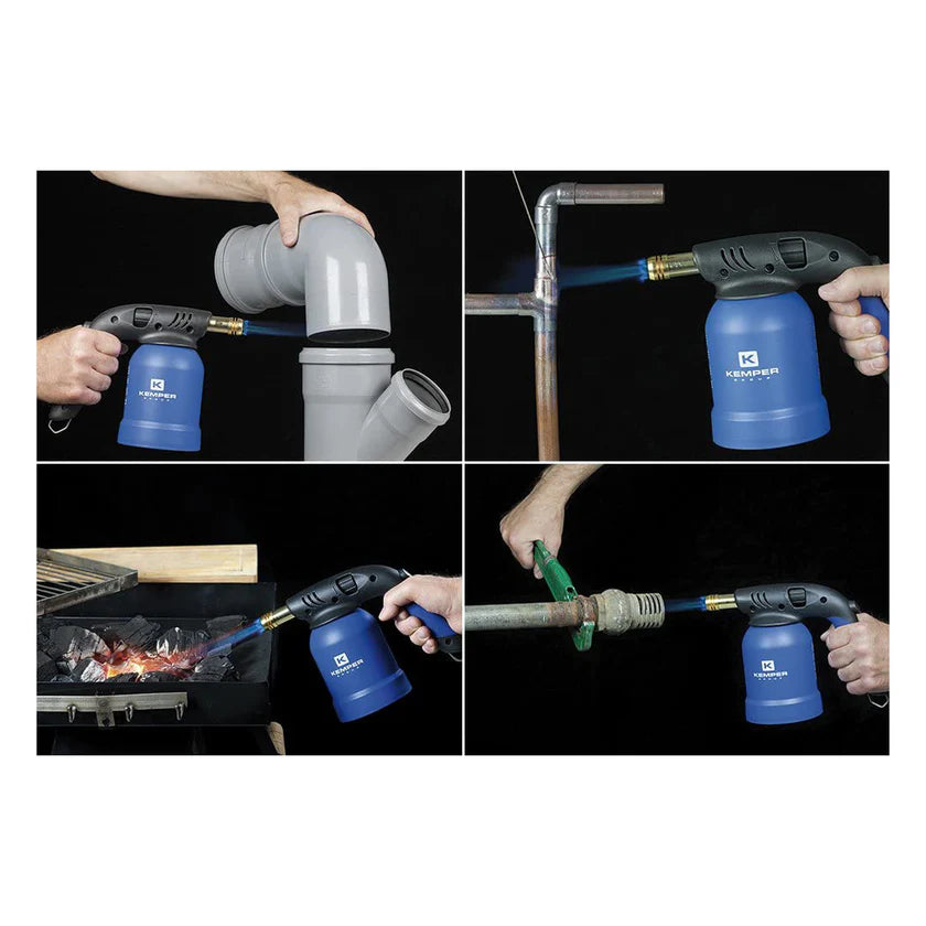 Kit Lampada per Saldare a Gas KE2019 con Accensione Piezo e 4 Cartucce Butano da 190 g | KEMPER