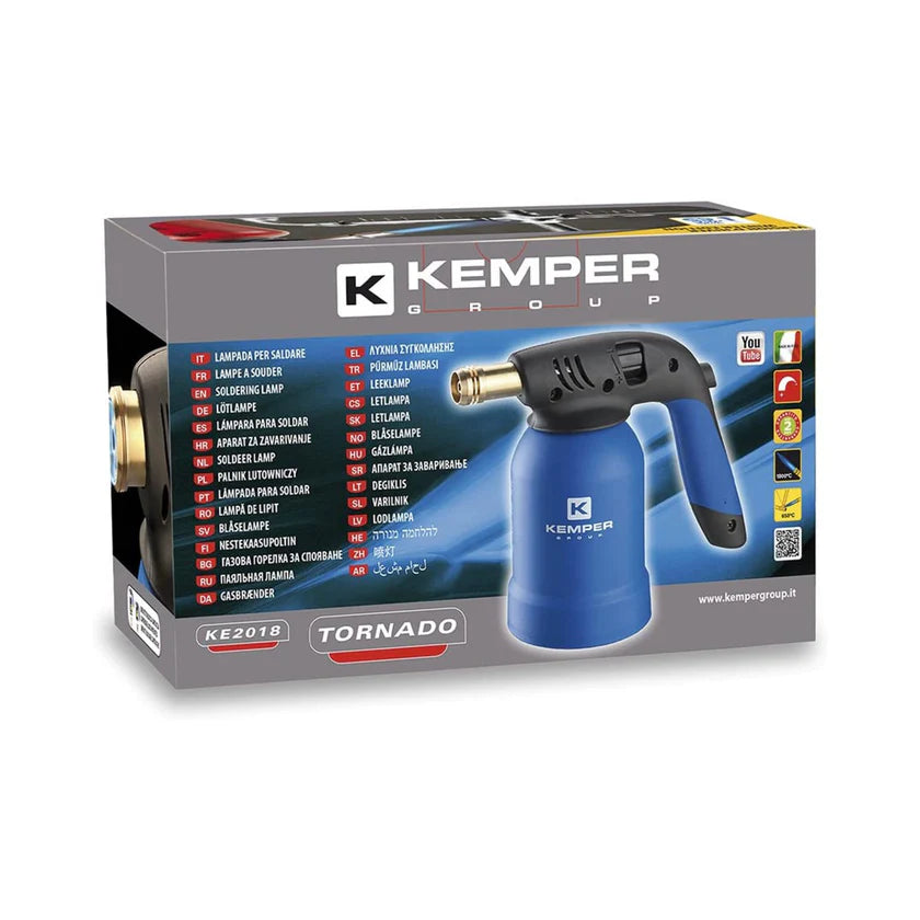 Kit Lampada per Saldare a Gas KE2019 con Accensione Piezo e 4 Cartucce Butano da 190 g | KEMPER