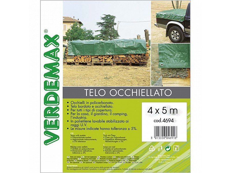 Telo Occhiellato 90 gr/mq, 4x5 Metri Verdemax