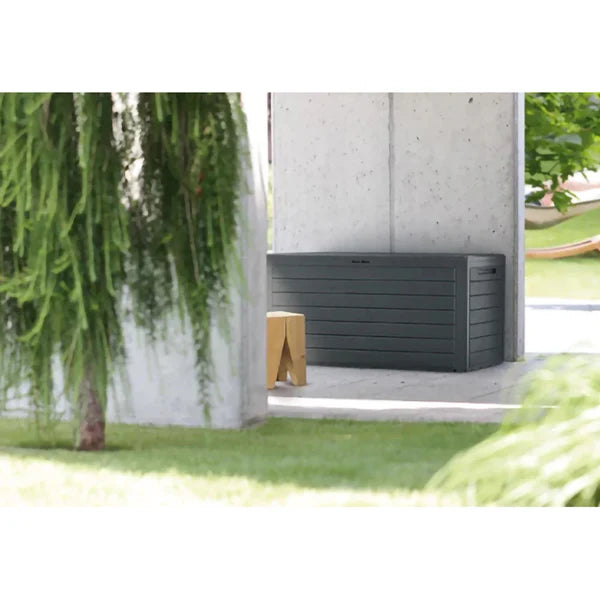 Baule Multiuso Artplast 350 Litri Grigio/Nero, Contenitore da Esterno Lucchettabile 96x53x57 cm | Artplast