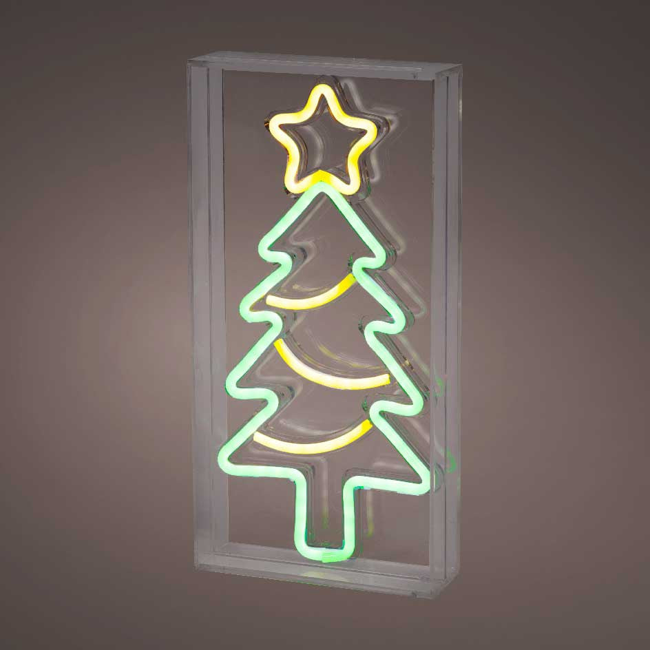 Albero Luminoso di Natale LED Neon H.30cm con Alimentazione USB | Decorazione Tavolo Kaemingk