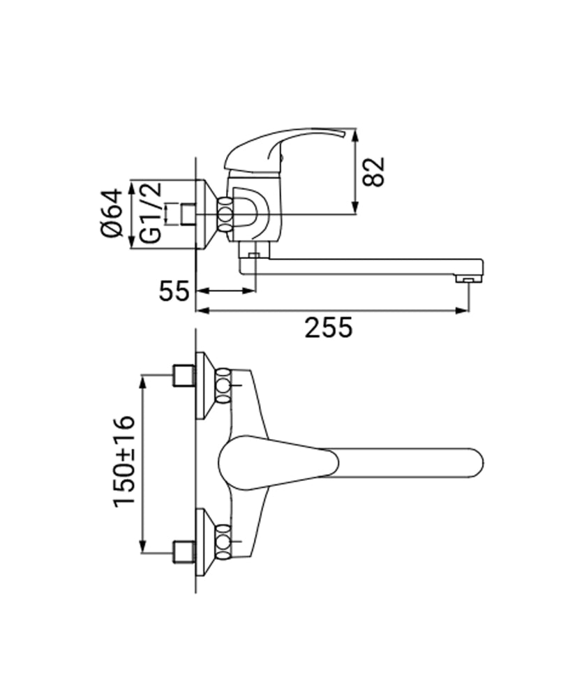 Miscelatore lavello a parete cromo Titan Idrobric
