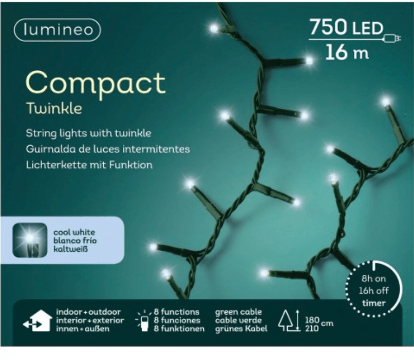 Luci Di Natale Bianco Freddo Con Cavo Verde 16 M Kaemingk - Brico Sapiens - L' evoluzione del fai da te