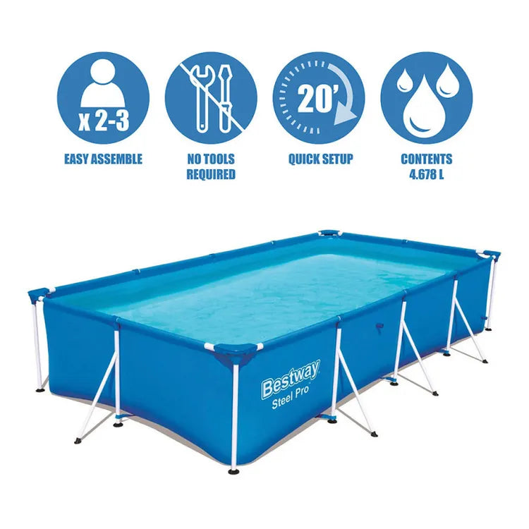 Piscina fuori terra rettangolare 400x211x81 Steel Pro 56405 Bestway