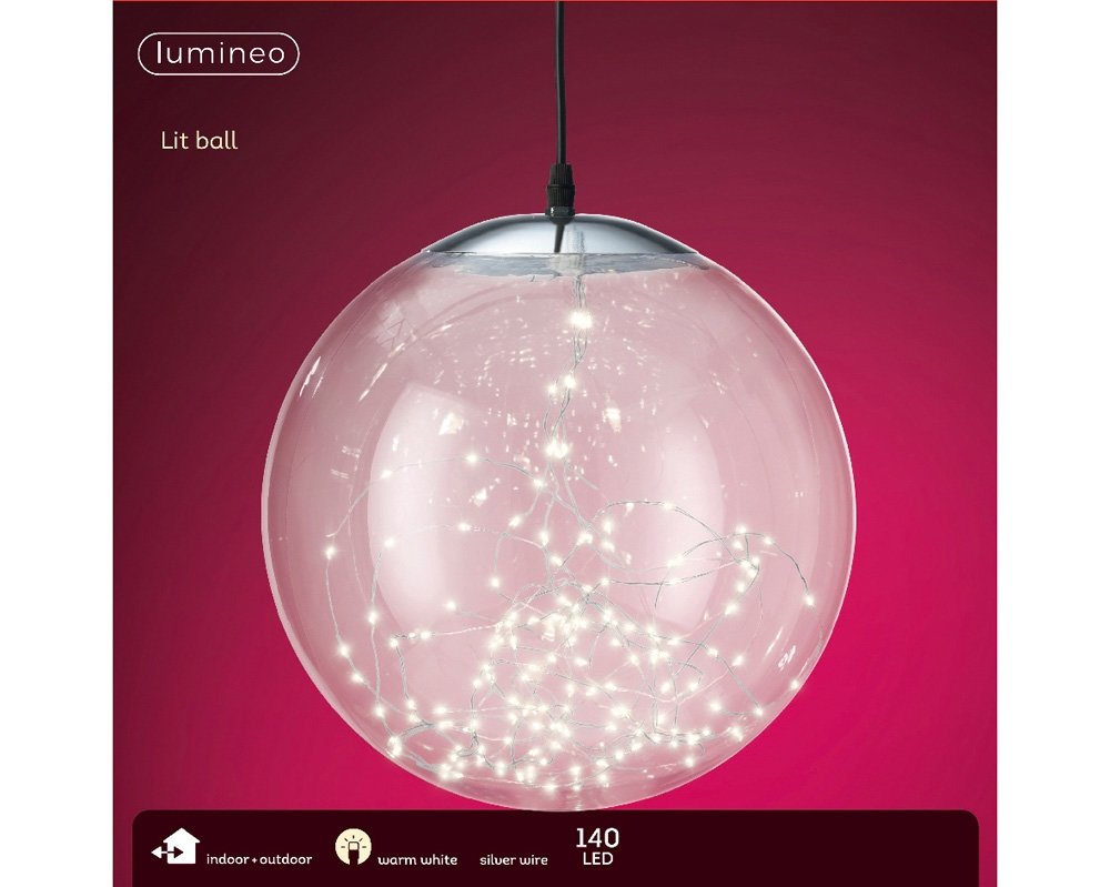 Palla decorativa illuminata natale 30cm led per interni e esterni Lumineo