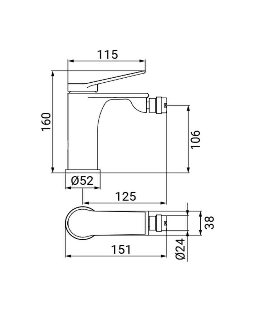 Miscelatore bidet cromo 35mm Surf Idrobric
