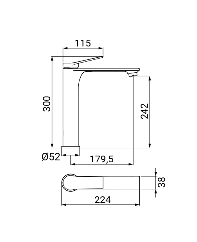 Miscelatore lavabo alto 35mm cromo Surf Idrobric