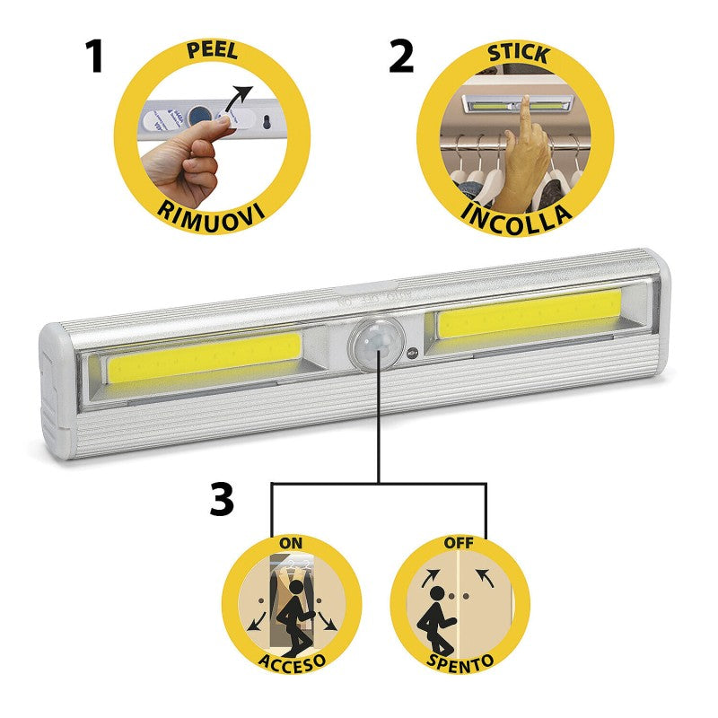 Mini reglette LED COB Smarty 200 lumen con sensore di movimento Velamp