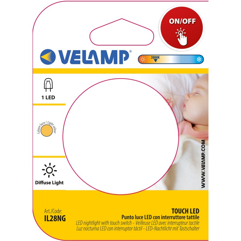 Luce notturna LED touch IL28NG 0,3W bianca a inserimento diretto Velamp