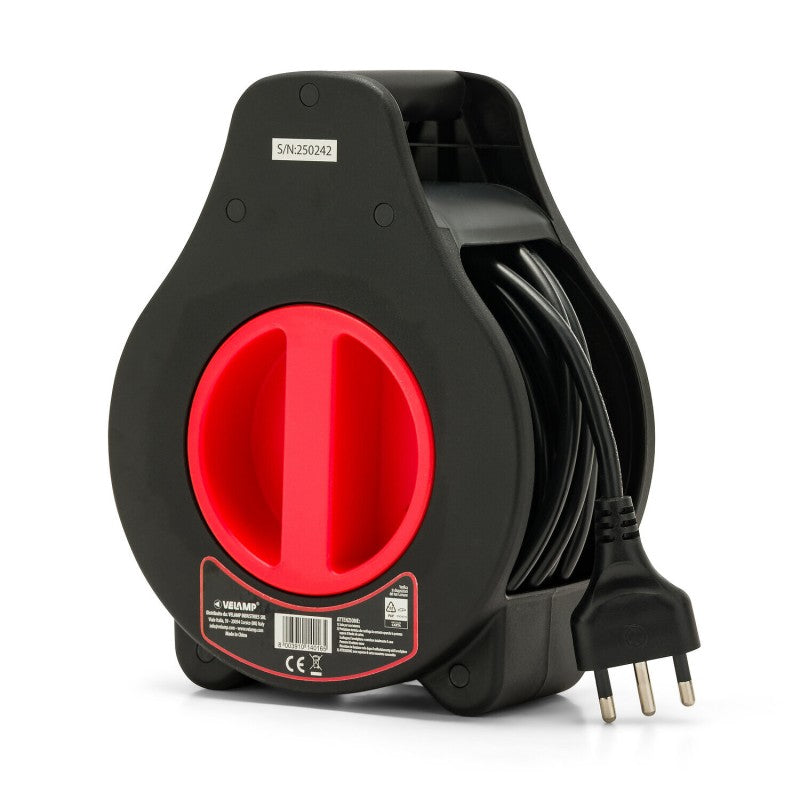 Avvolgicavo Elettrico 7 Metri con 2 Prese e 2 Porte USB Velamp DOMREEL-7-FRU