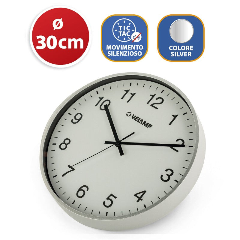 Orologio da Parete Silver Analogico Design Moderno