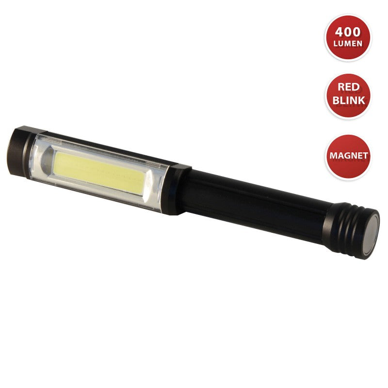 Torcia da lavoro a LED COB in alluminio 3W Big Daddy 400 lumen con calamita e gancio Velamp