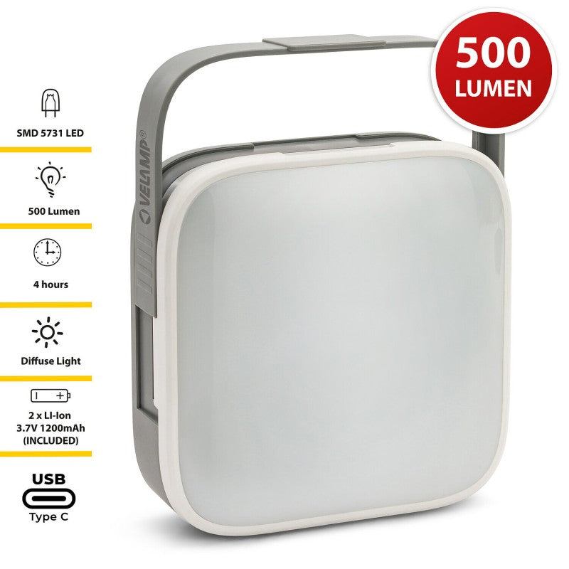 Lanterna LED ricaricabile d'emergenza Betto 500 lumen anti blackout USB-C Velamp