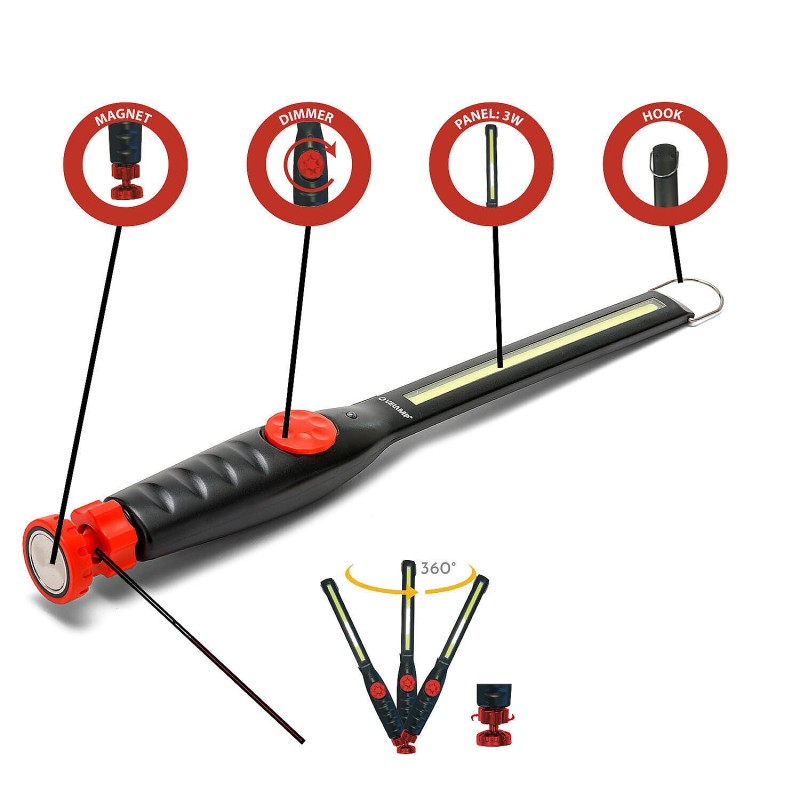 Lampada da lavoro a LED COB ricaricabile Blackman Velamp 3W 150 lumen extra piatta con dimmer