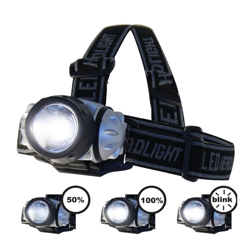 Lampada frontale a LED 1W 40 lumen con fascia doppia regolabile Velamp