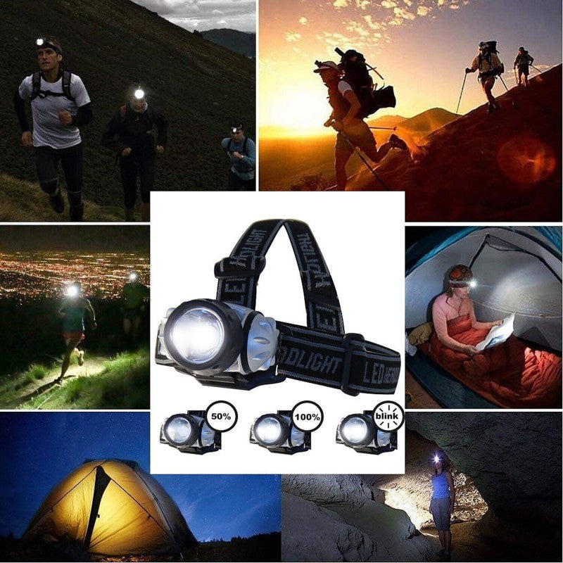 Lampada frontale a LED 1W 40 lumen con fascia doppia regolabile Velamp