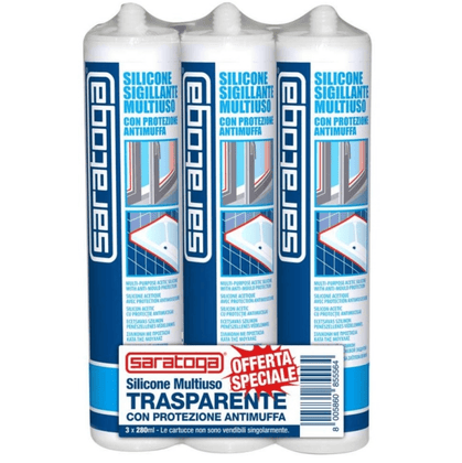 Pacchetto da 3 cartucce di silicone trasparente Saratoga
