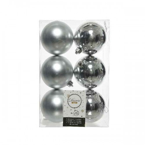 Palline di natale set 6 pezzi argento diametro 8cm Kaemingk