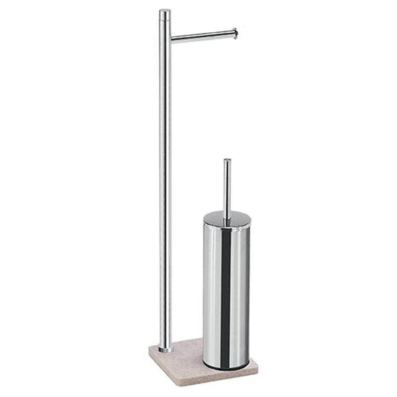 Piantana porta rotolo e scopino Trilly beige Gedy