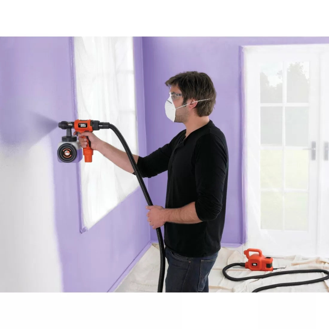 Pistola a Spruzzo Professionale Black+Decker HVLP400C con Base a Terra e Serbatoio a Riempimento Laterale