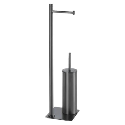 Piantana porta rotolo e scopino Trilly gun metal Gedy