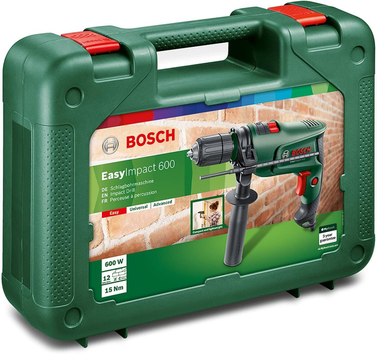 Trapano a Percussione 600 W con Mandrino Autoserrante e Valigetta Bosch EasyImpact 600