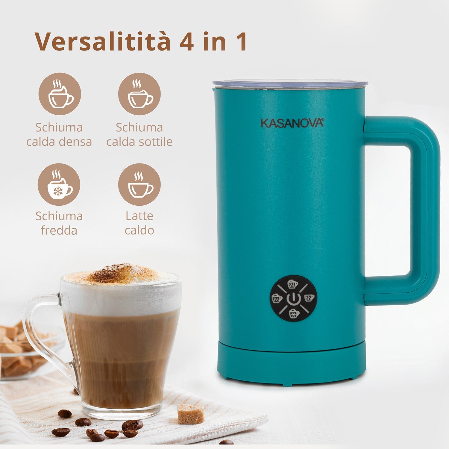 Montalatte digitale 4 funzioni 500 W ottanio blu Kasanova