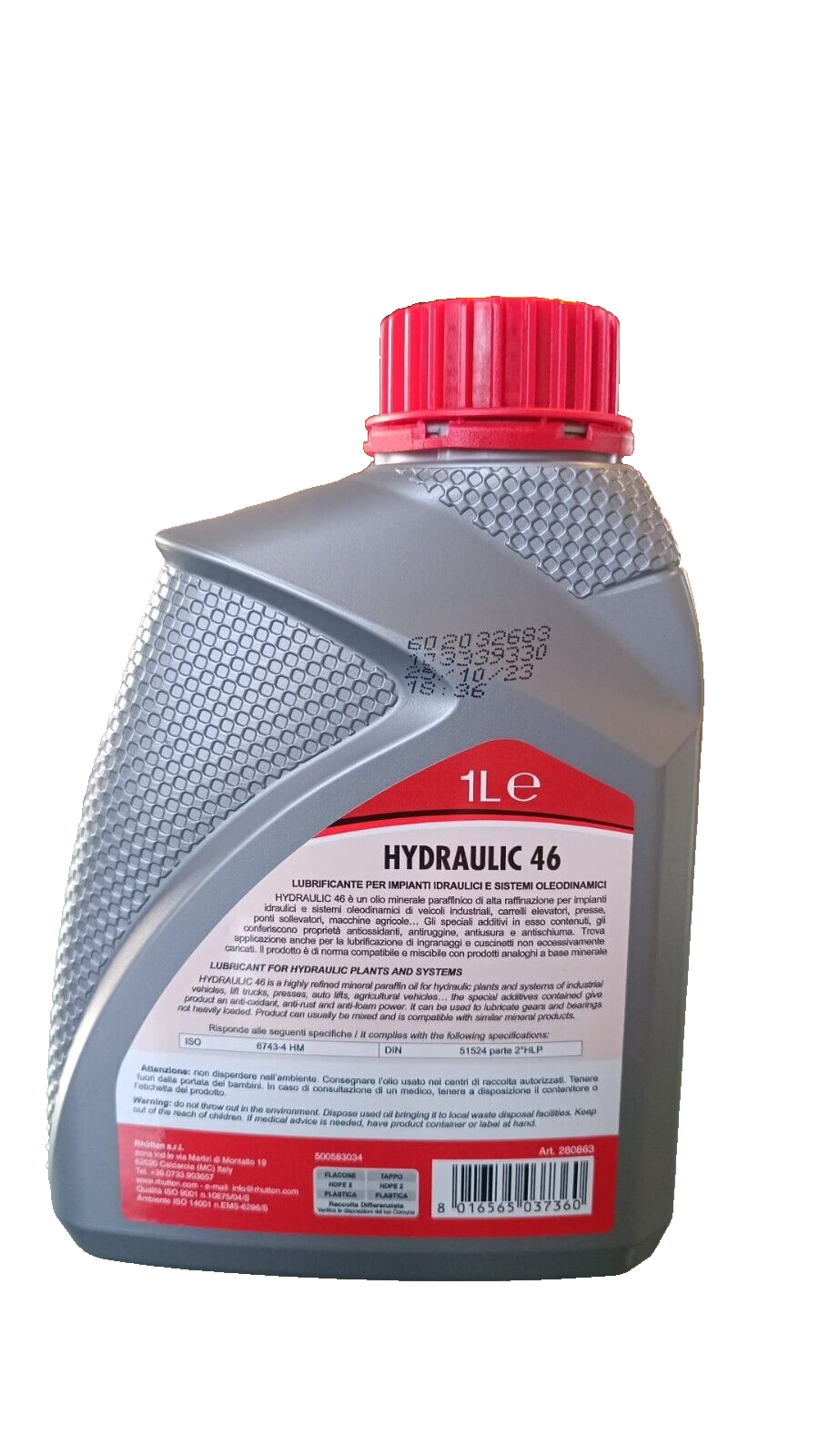 Olio idraulico Hydraulic 46 Neutron 1 litro Rhutten