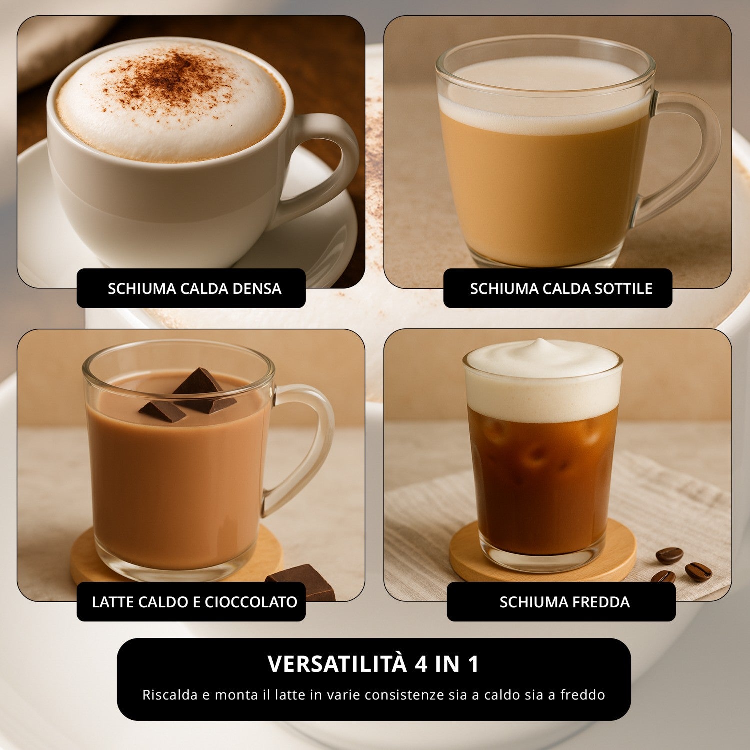 Montalatte elettrico 4 in 1 verde 500 W verde Kasanova