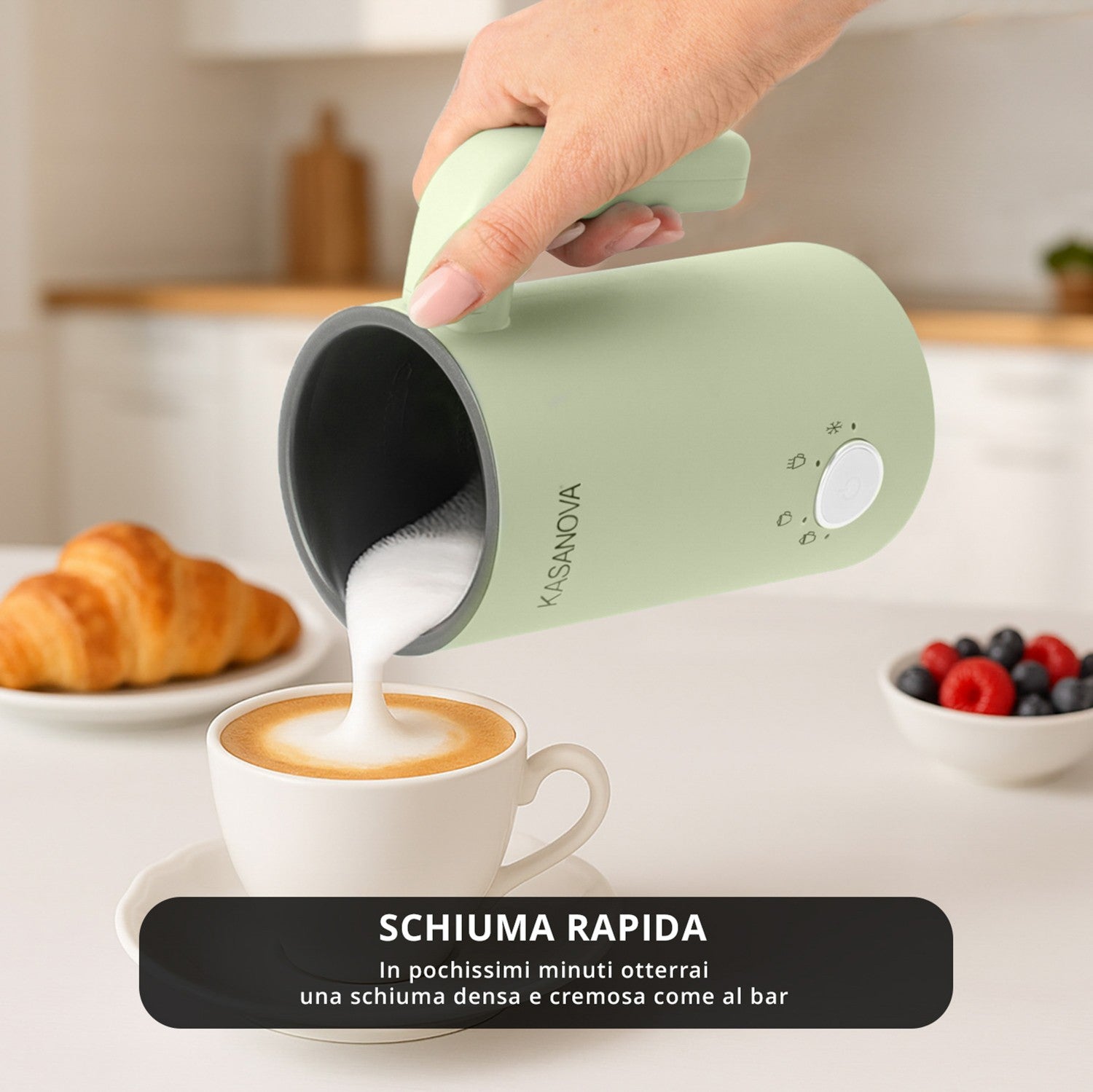 Montalatte elettrico 4 in 1 verde 500 W verde Kasanova