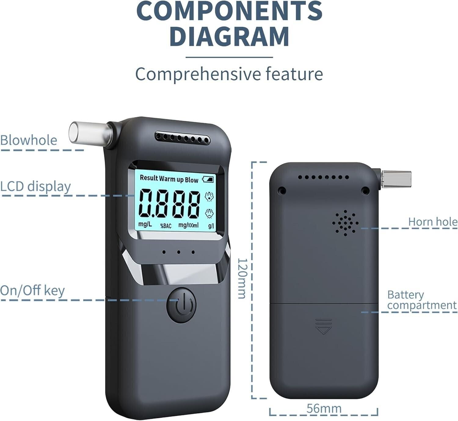 Etilometro elettrico portatile (alcol test) Mulin