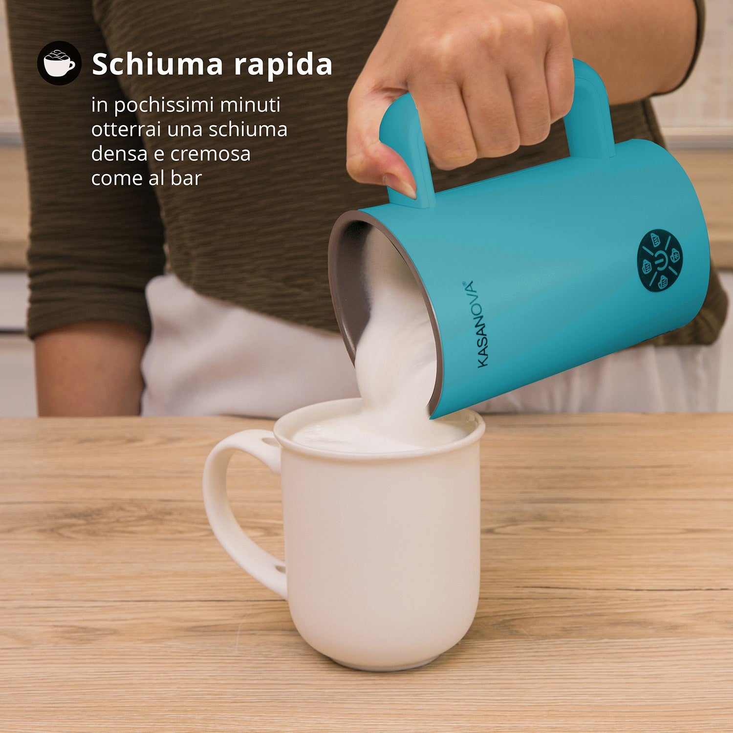 Montalatte digitale 4 funzioni 500 W ottanio blu Kasanova