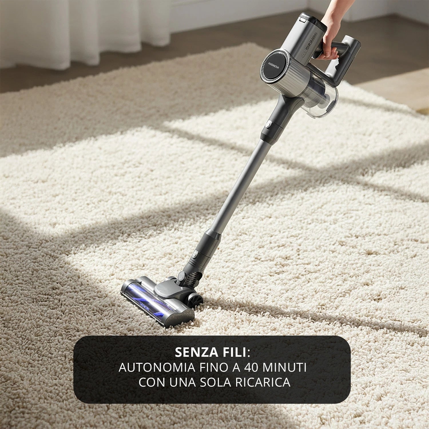 Scopa ciclonica senza fili 250W argento grigio Kasanova