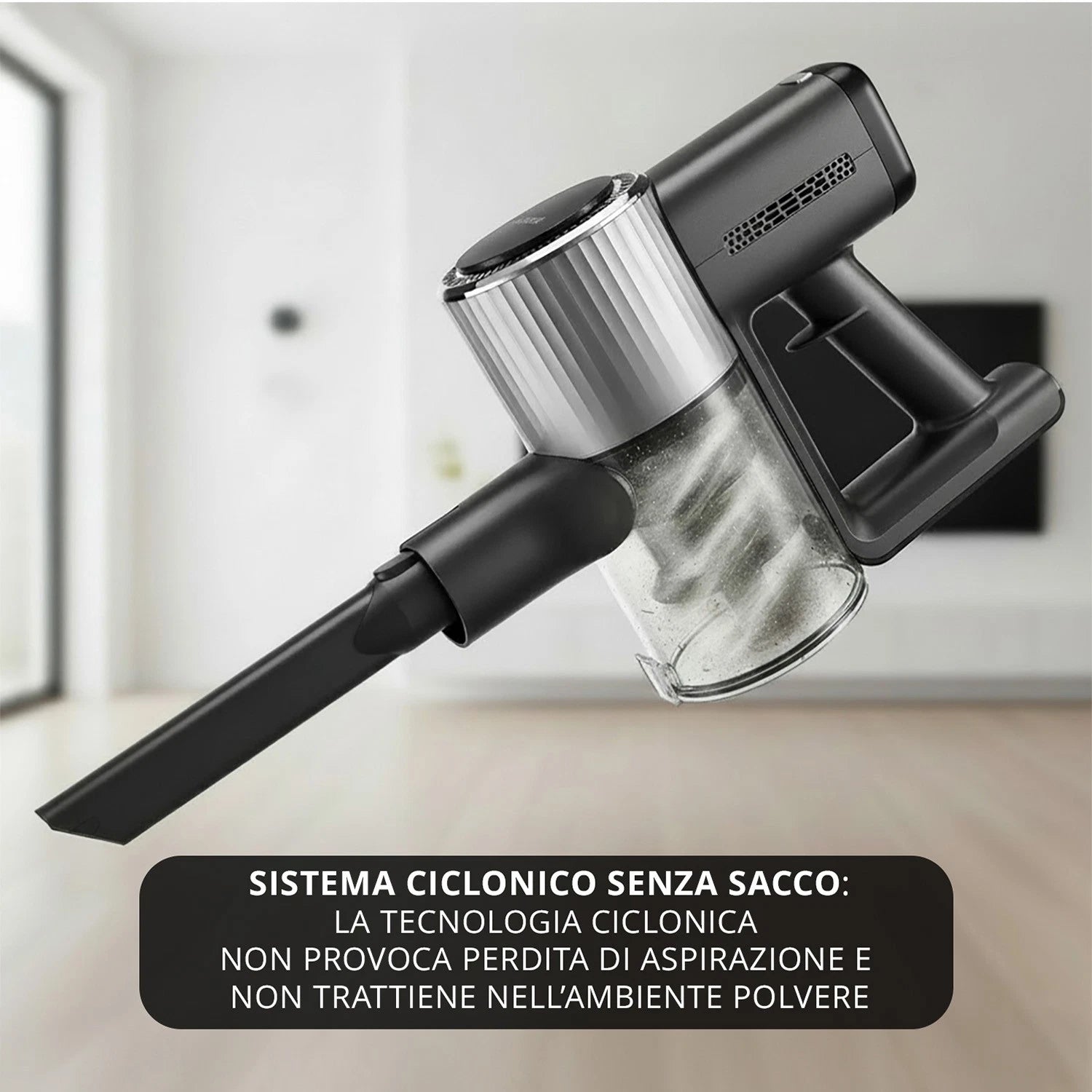 Scopa ciclonica senza fili 250W argento grigio Kasanova