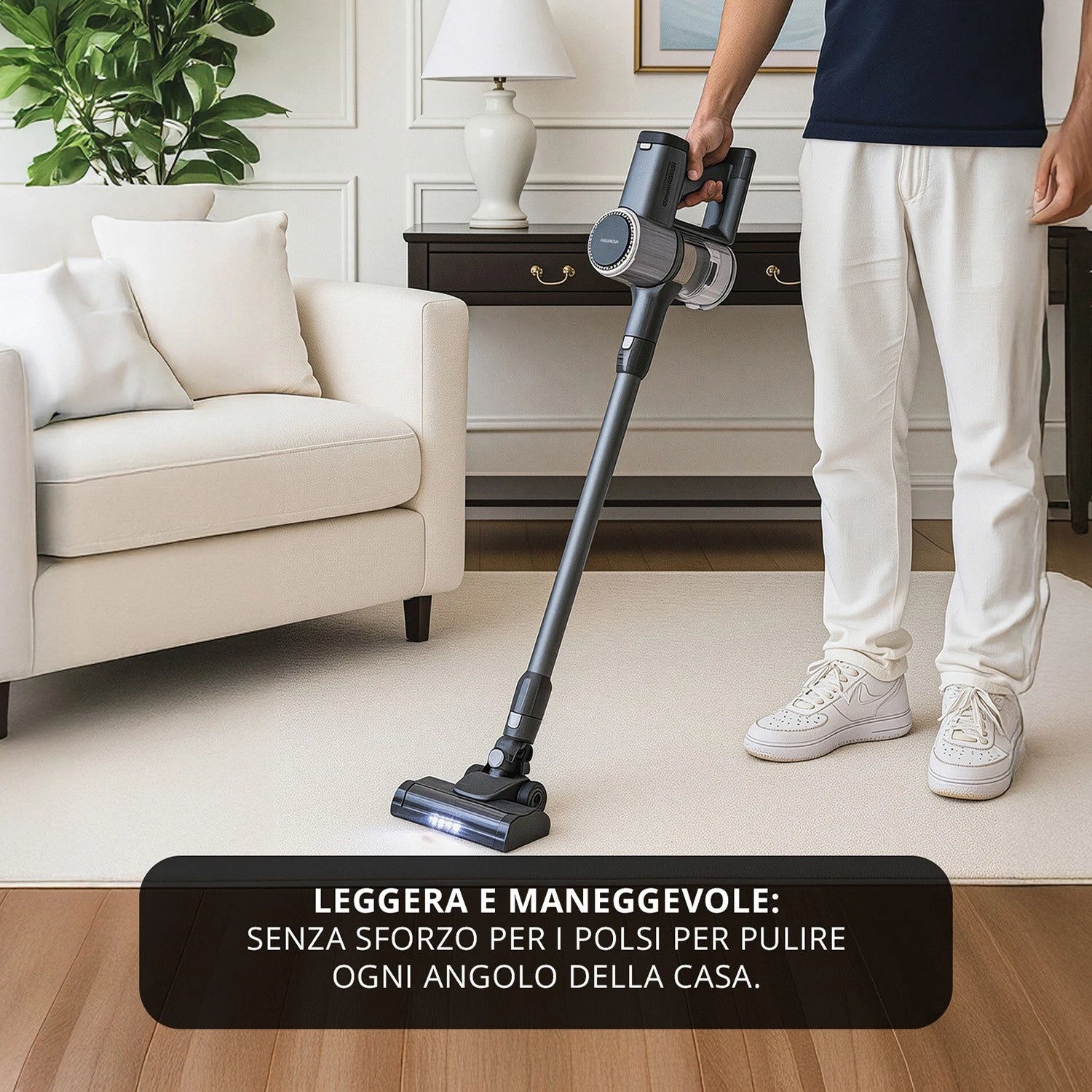 Scopa ciclonica senza fili 250W argento grigio Kasanova
