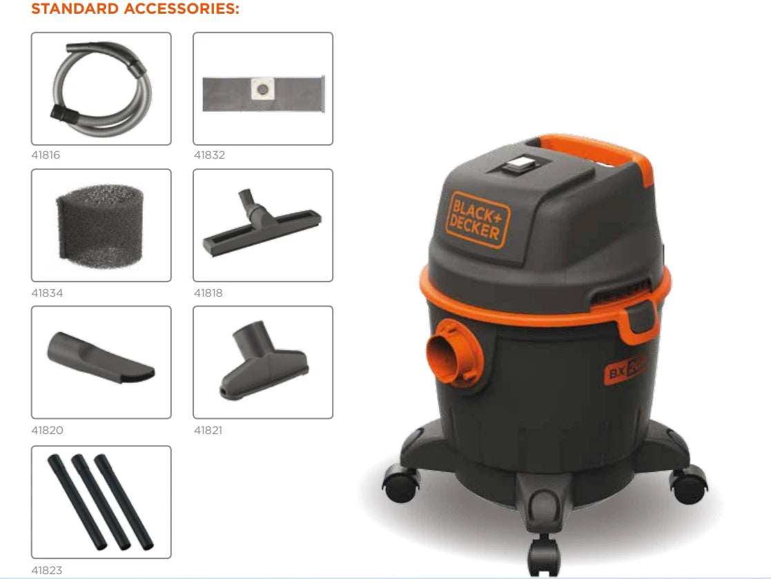 Aspiratutto e Aspiraliquidi Black+Decker 20L 1200W Mod. BXVC20PE, Bidone Aspirapolvere Professionale | Black+Decker