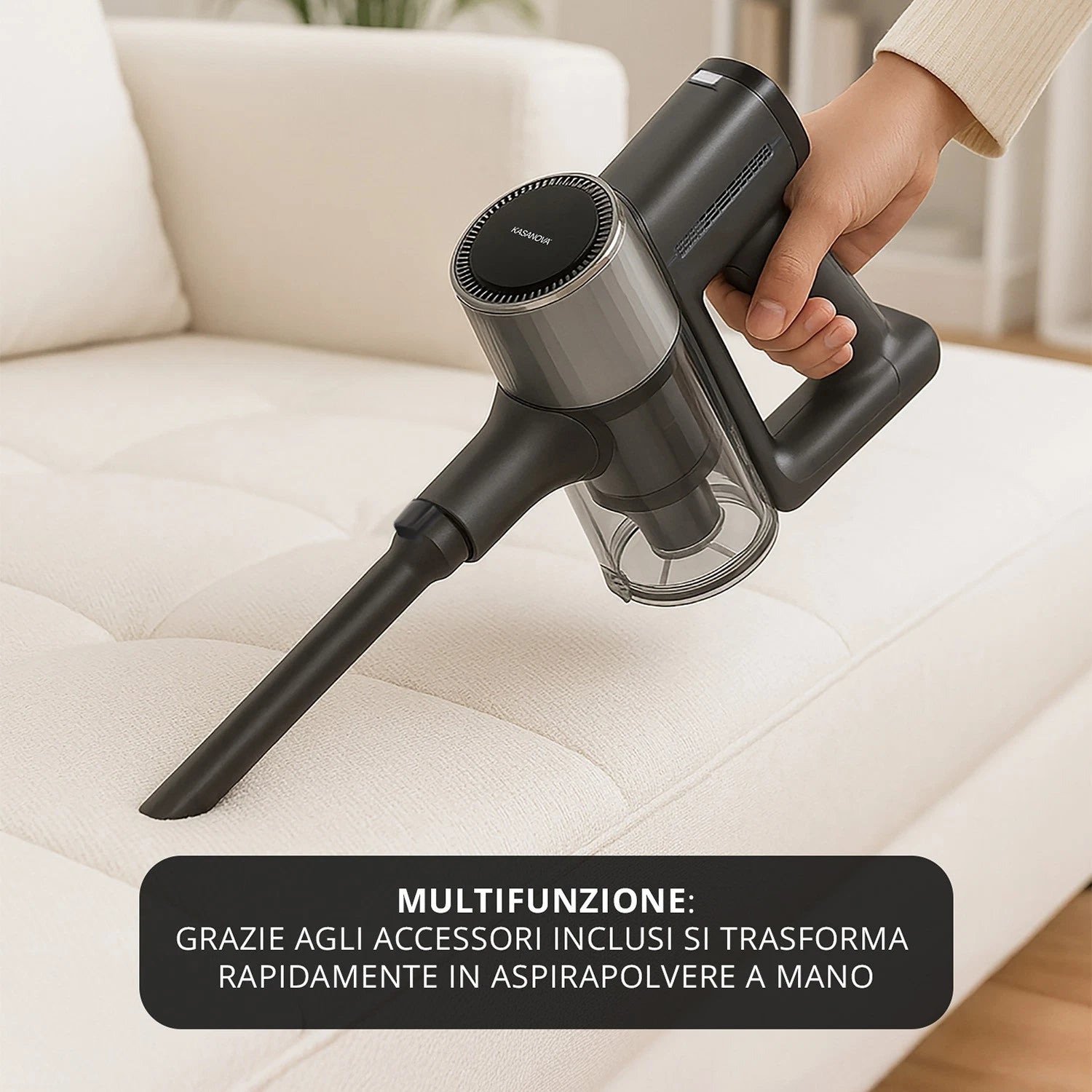 Scopa ciclonica senza fili 250W argento grigio Kasanova