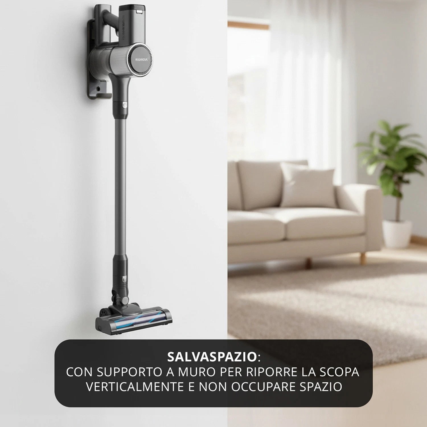 Scopa ciclonica senza fili 250W argento grigio Kasanova
