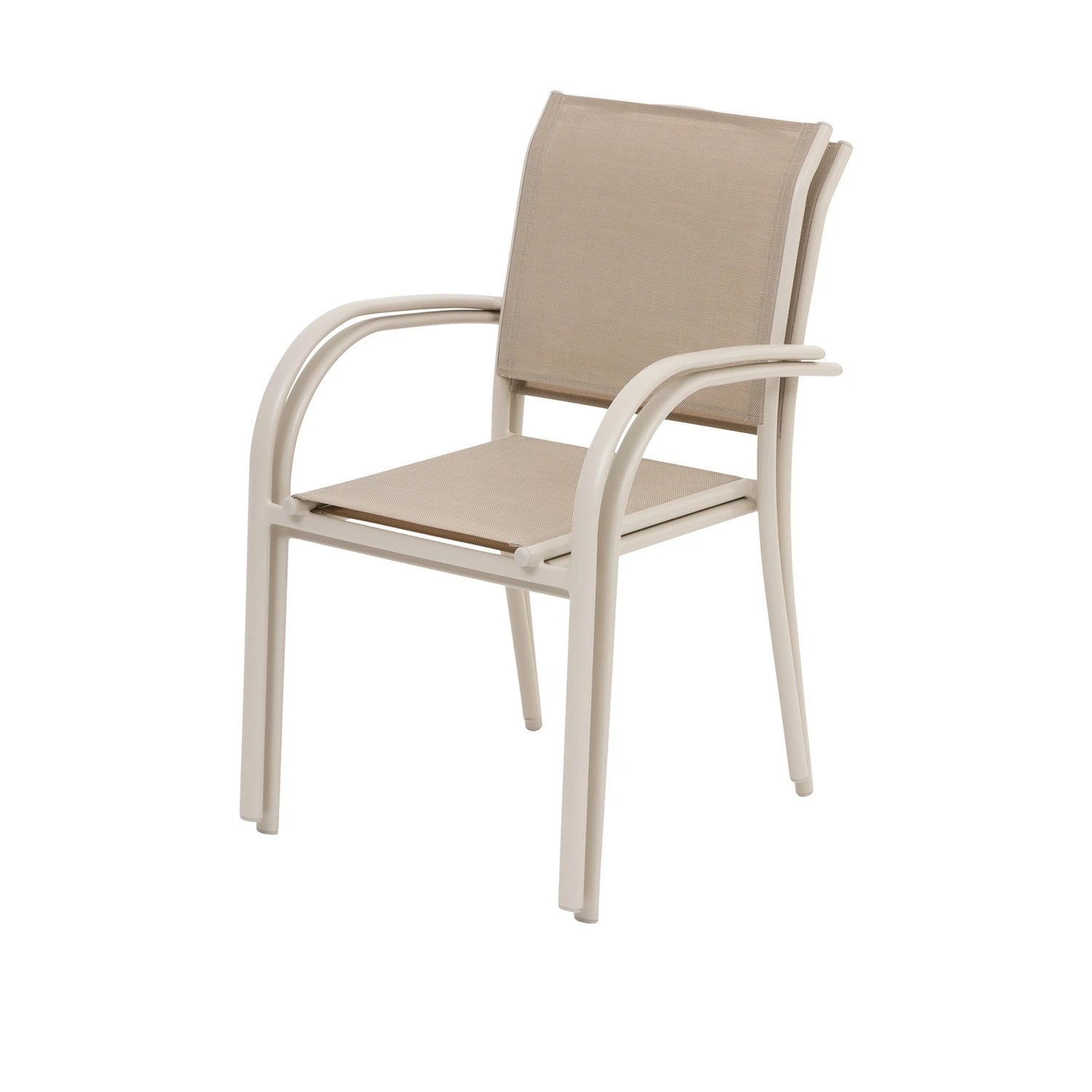 Sedia da Giardino Kasanova Piazza con Braccioli Beige, Struttura in Alluminio Impilabile | 56x65x88 cm