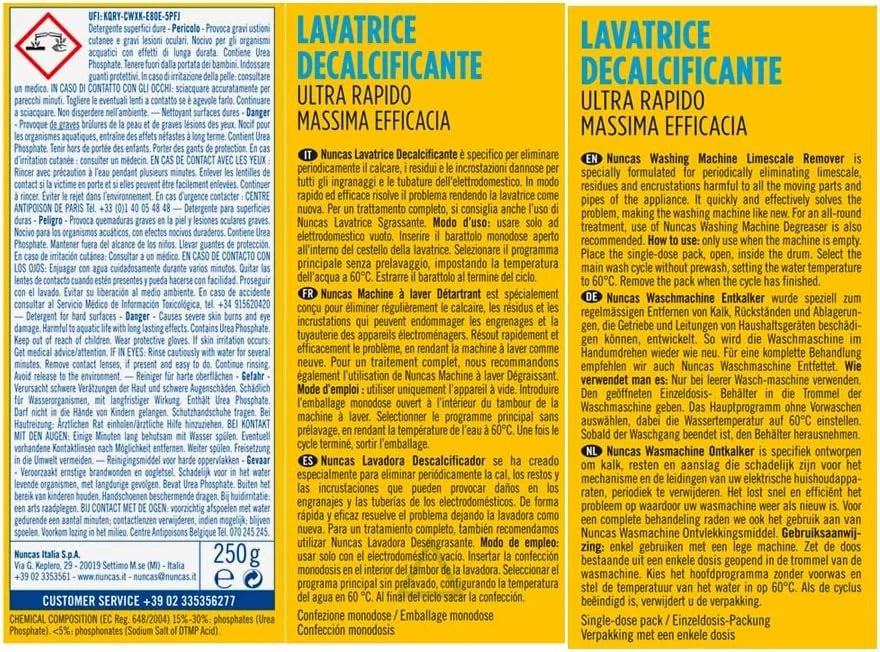 Decalcificante per lavatrice Nuncas (250 g)