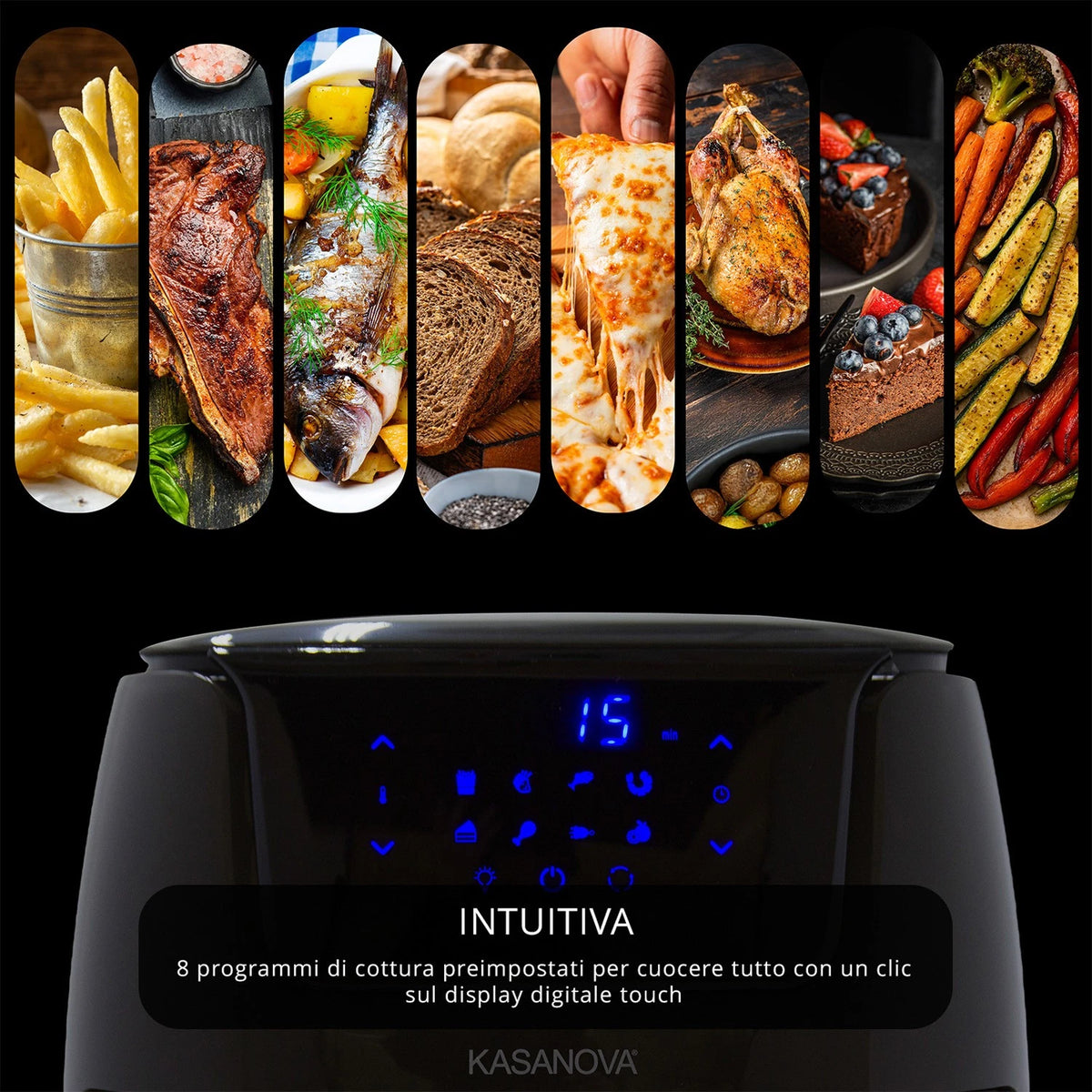 Forno Friggitrice ad Aria Digitale 12 Litri 1800 W Grigio