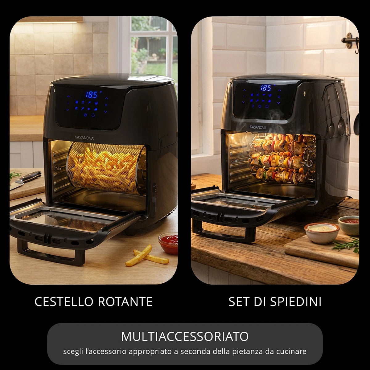 Forno Friggitrice ad Aria Digitale 12 Litri 1800 W Grigio
