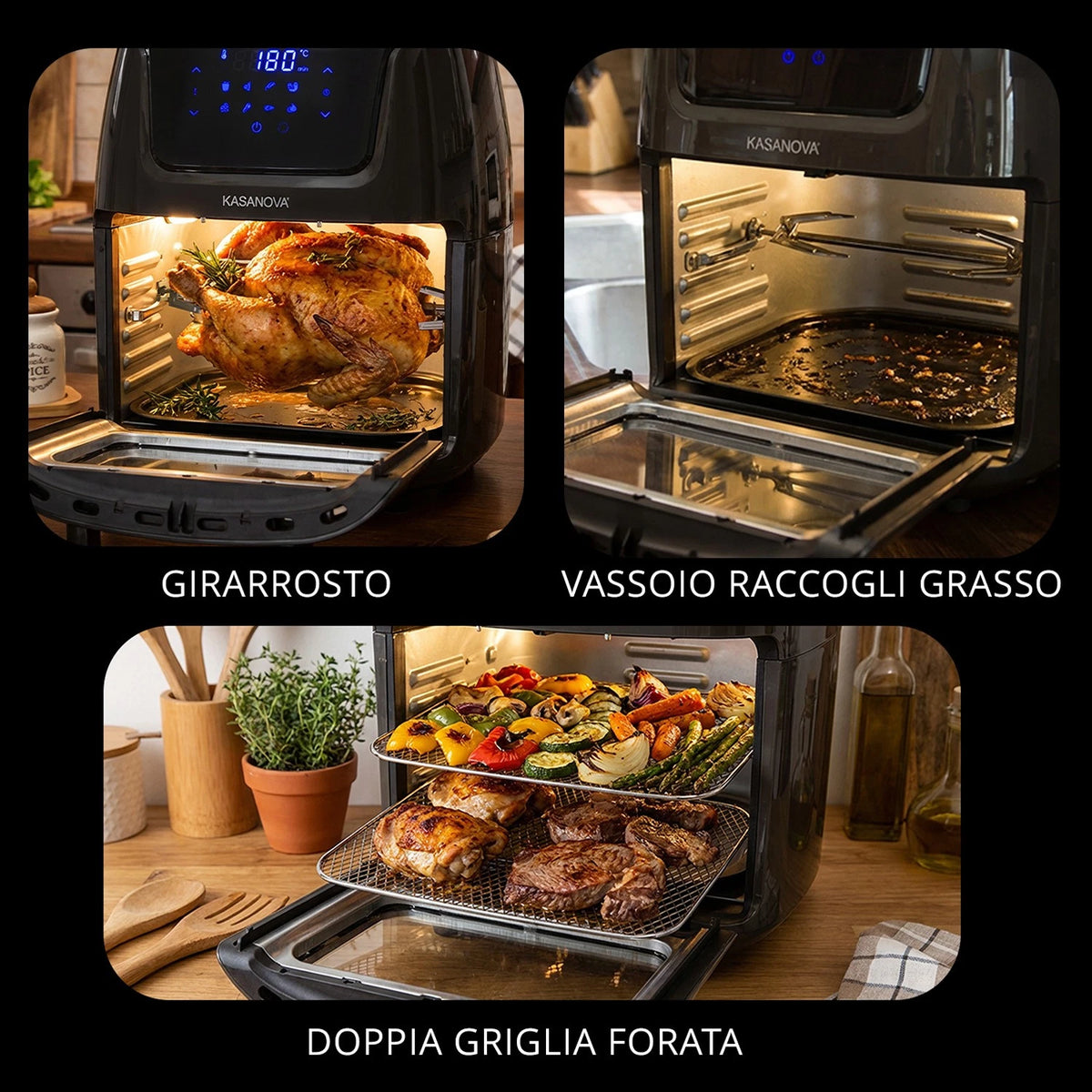 Forno Friggitrice ad Aria Digitale 12 Litri 1800 W Grigio